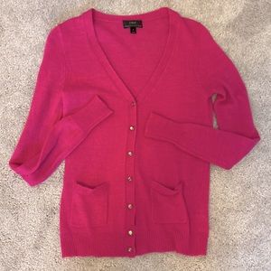 JCrew Hot Pink Rhinestone Cardigan NWOT